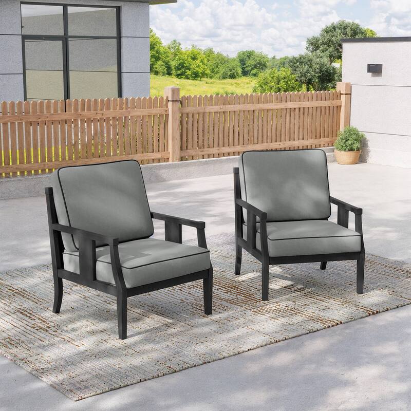 2 Set Outdoor Patio Club Chair with Cushion Patio Arm Lounge Chair
