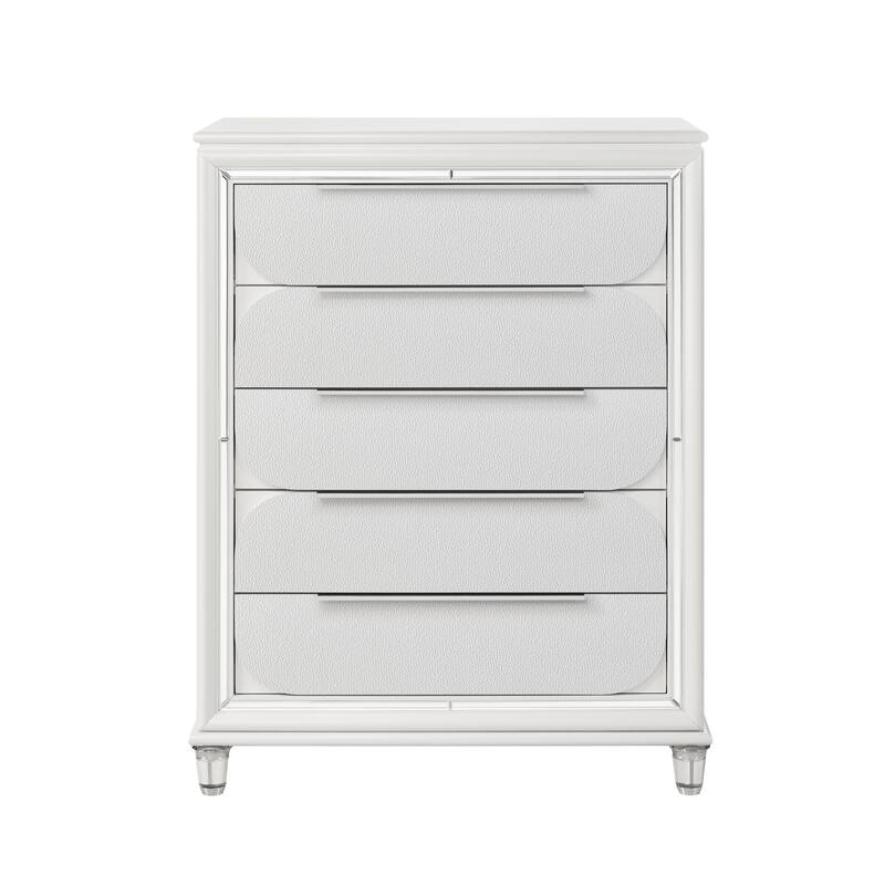 Soto Pearl White 5-Drawer Chest