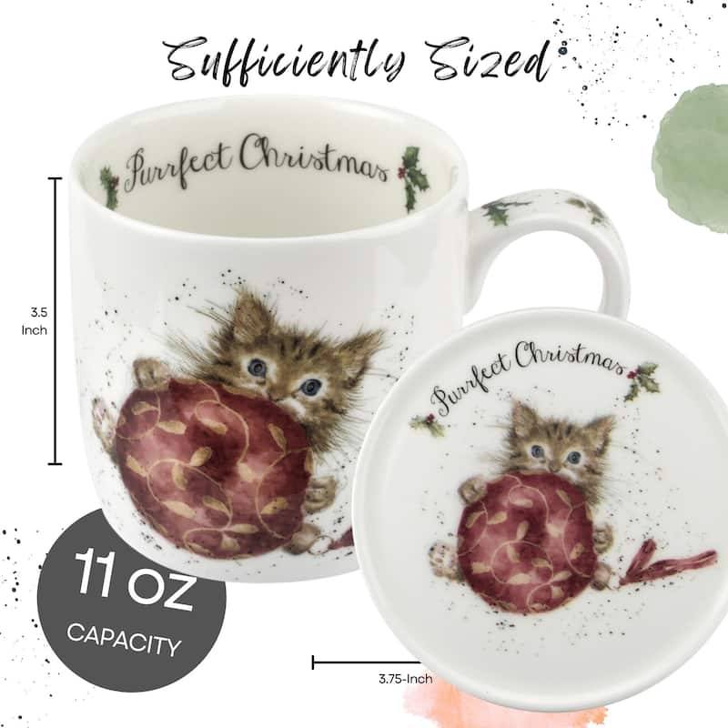 Royal Worcester Wrendale Designs Mug and Coaster Set Christmas