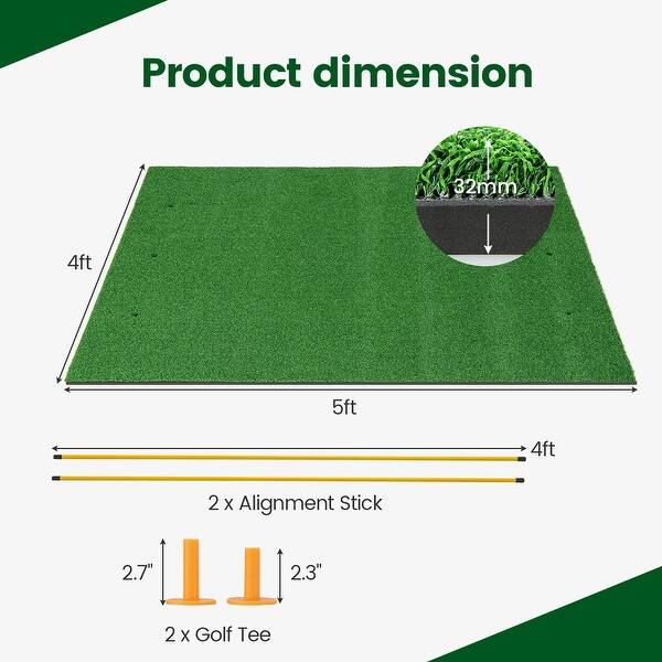 dimension image slide 2 of 3, Costway 5 x 4 FT Golf Hitting Mat Artificial Indoor Outdoor Turf Golf - See Details