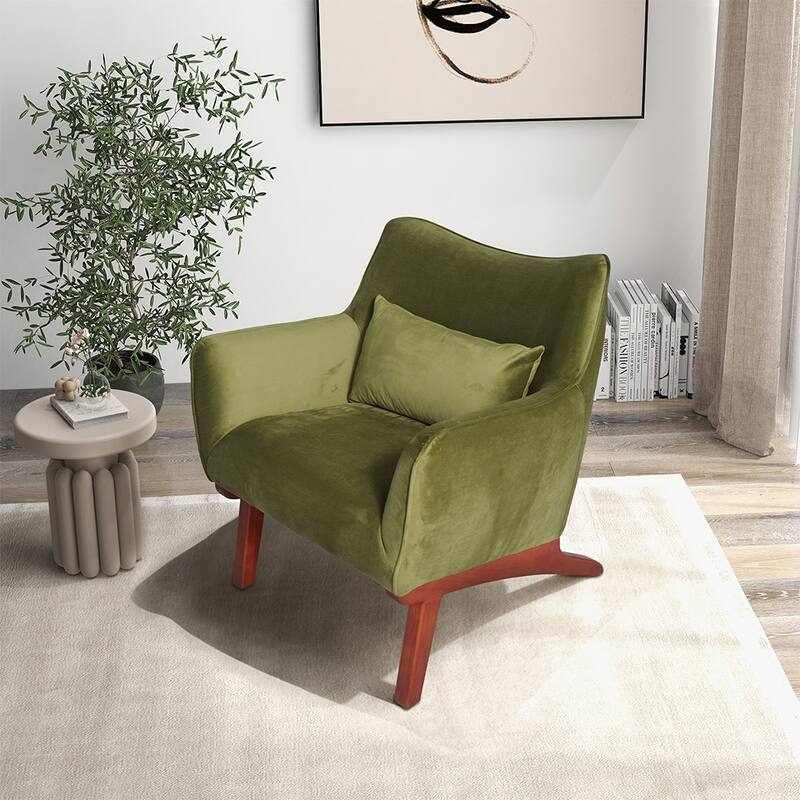Clarissa Mid-Century Tight Back Velvet Upholstered Armchair - 32"H x 26"W x 28"D
