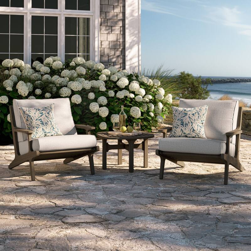 Saratoga 3-Piece Outdoor Patio Teak Wood Furniture Set with Lounge Chairs and Side Table
