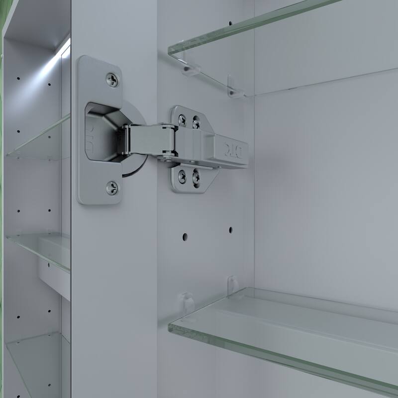 Rectangular Aluminum Recessed/Surface Mount Medicine Cabinet in Silver with Mirror LED and Clock