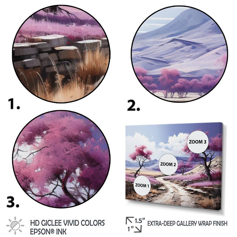 Designart "Purple Road Endless Journey II" Landscapes Multipanel Canvas Art Print set