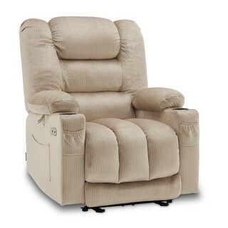 MCombo Electric Power Recliner Chair with Heat and Massage, Fabric 6079/PR670