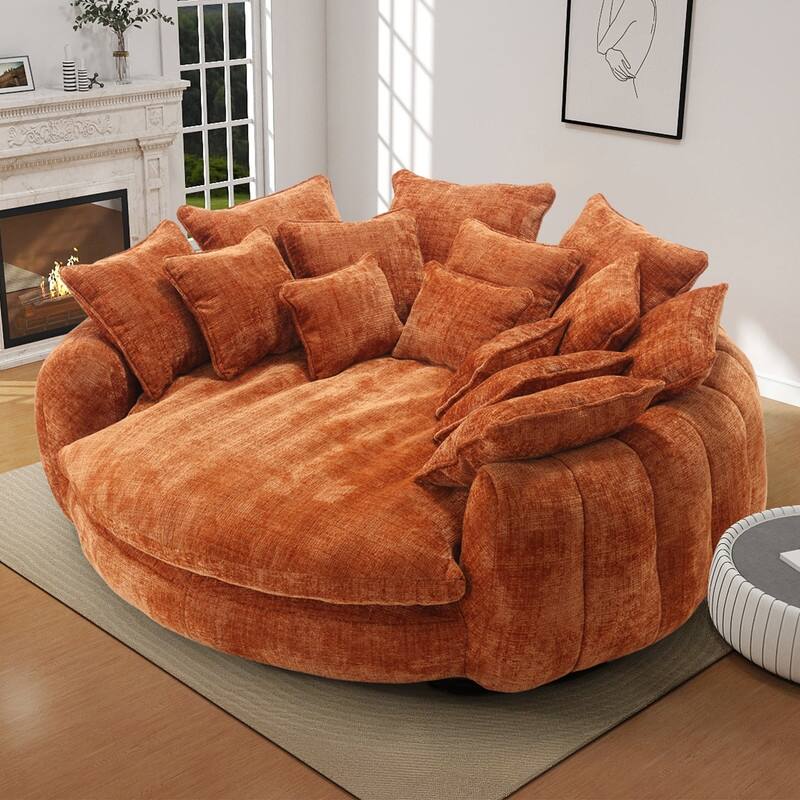 Rossetta Comfortable High Back Decorative Oversized Sofa Bed with Armrests - Orange