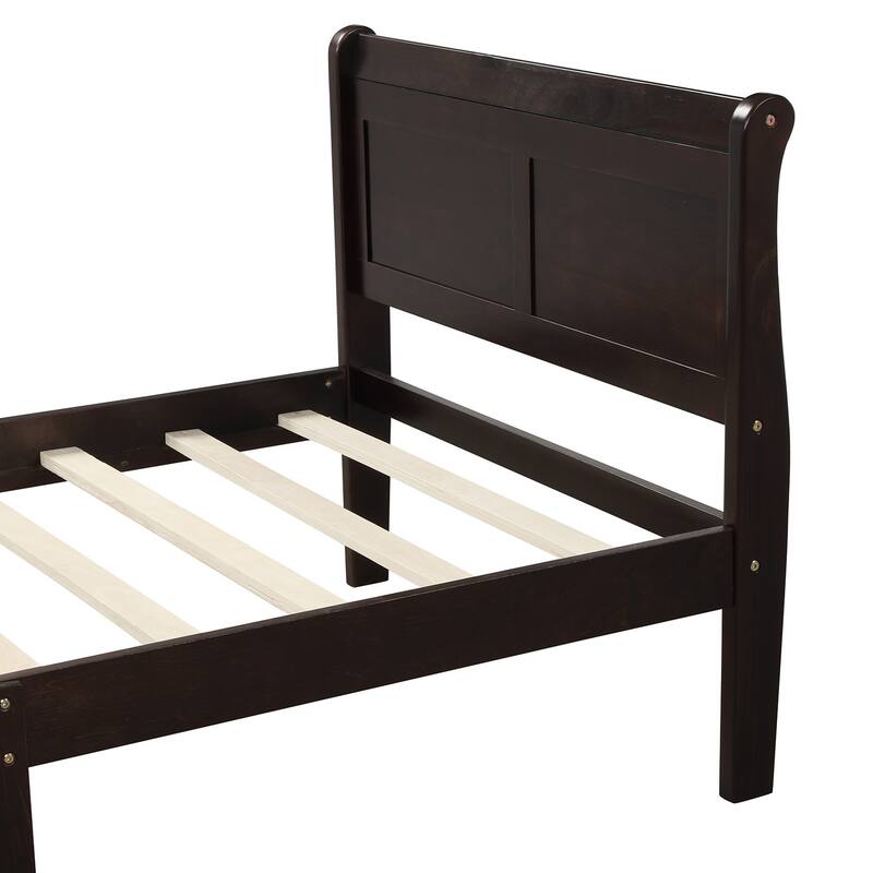 Minimalist Wood Platform Twin Bed Frame with Headboard & Footboard, No Box Spring Needed