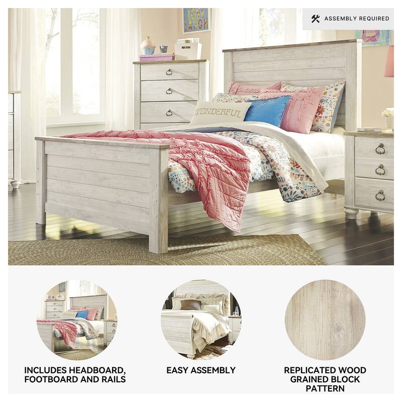 Signature Design By Ashley Willowton Whitewashed Woodgrain Full Panel Bed