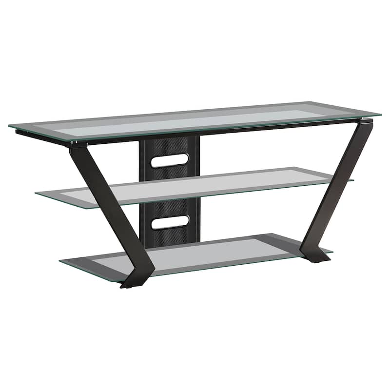 Donlyn 2-tier Metal 50" TV Stand with Glass Shelves Black - Black