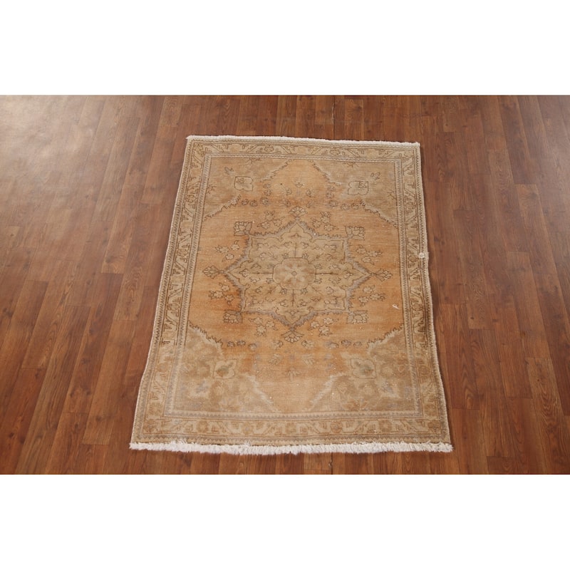 Traditional Tabriz Persian Vintage Accent Rug Hand-Knotted Wool Carpet - 3'2" x 4'6"