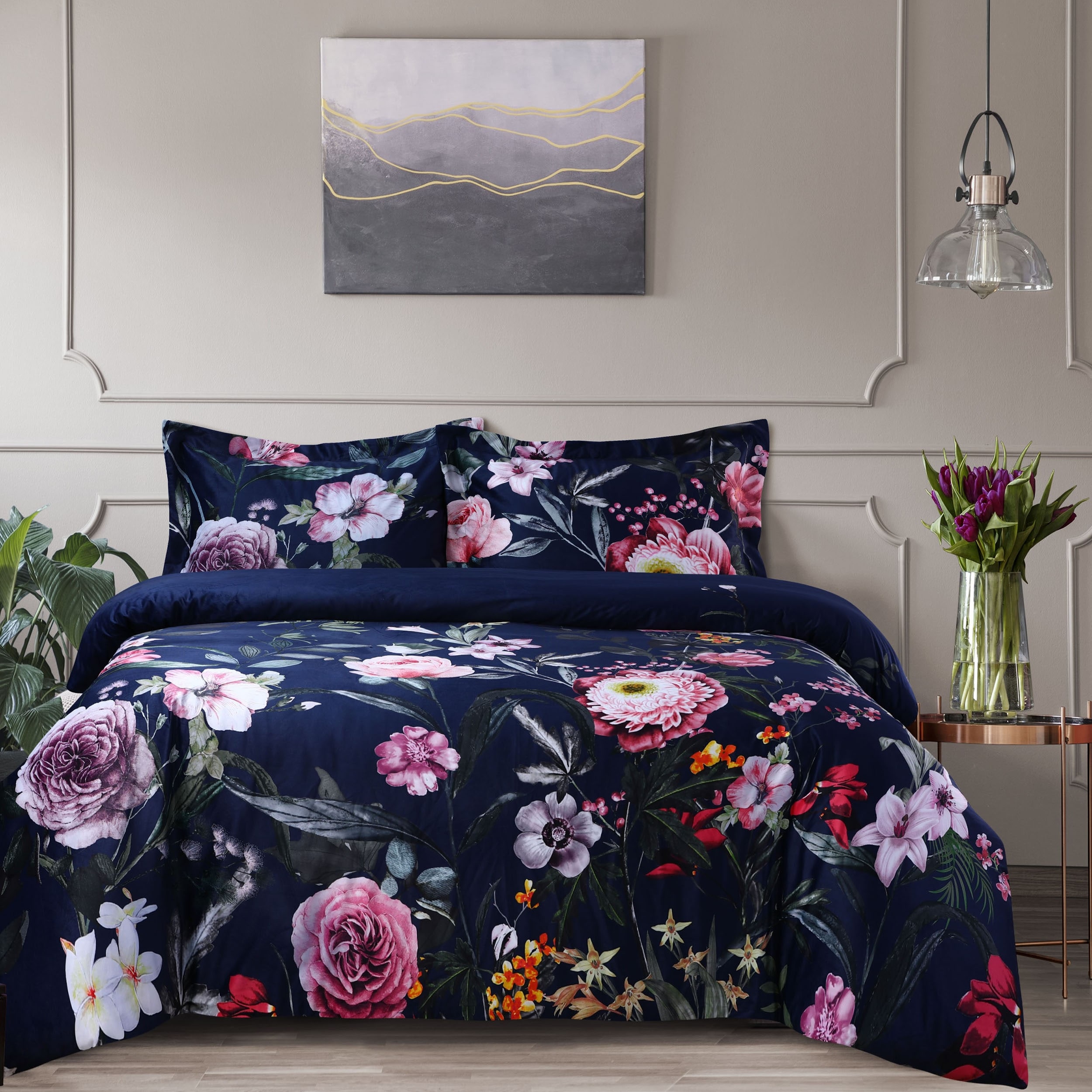 как выглядит Printed Velvet Oversized Duvet Cover Set фото
