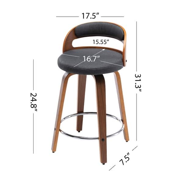 Kotter Home Barrel Swivel Counter Stool with Round Metal Kickplate ...