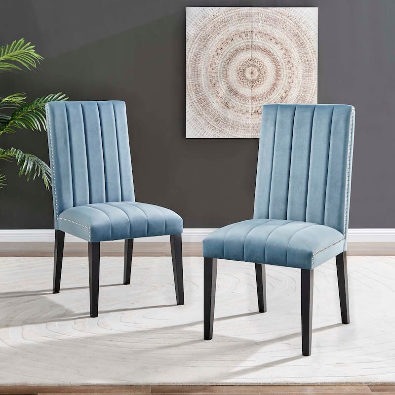 Catalyst Performance Velvet Dining Side Chairs - Set of 2 - Light Blue