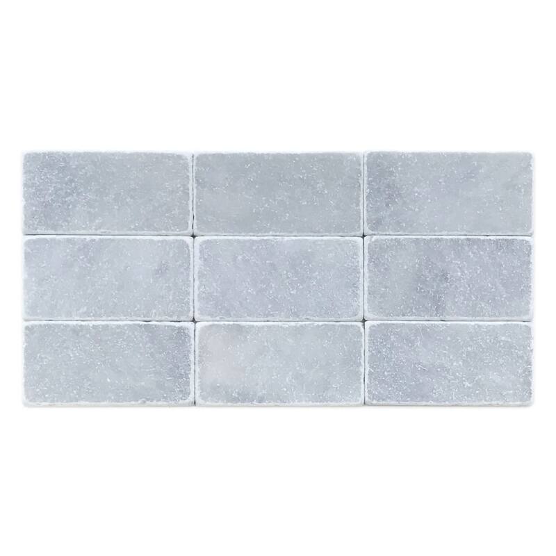 Polar Gray Marble 3" x 6" Tumbled Tile - 1 Box (6 sqft) - Grey