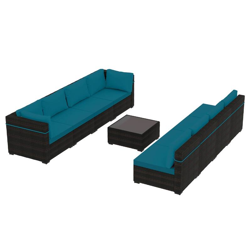 Patio Watcher 9-Piece Wicker Patio Conversation Set with Cushions