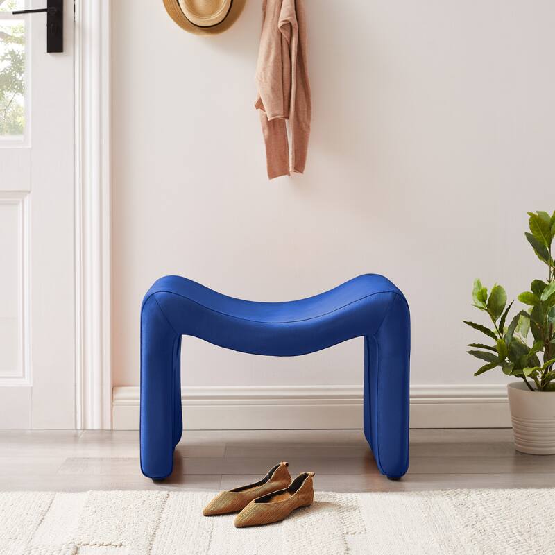 VANOMi Upholstered Pouf, Mid-Century Modern Ottoman, Cometemporary Foot Stool For Living Room Extra Vanity Seat For Small Space