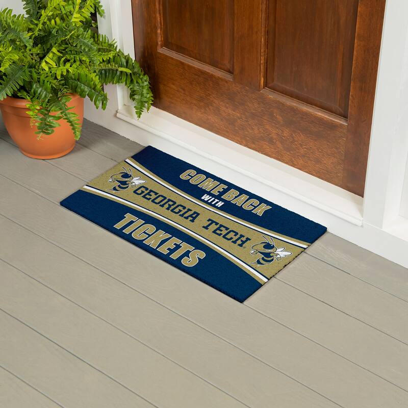Georgia Tech 28 in. x 16 in. PVC "Come Back With Tickets" Trapper Door Mat