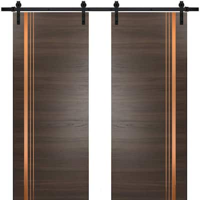 Sturdy Double Barn Door 36 x 80 with Planum 1010 Chocolate Ash with 13FT