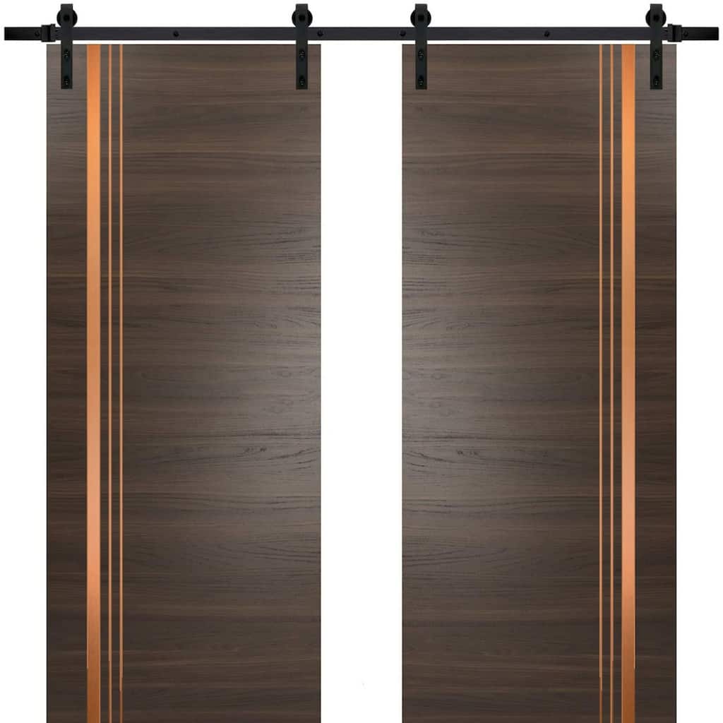 Sturdy Double Barn Door 36 x 80 with Planum 1010 Chocolate Ash with 13FT