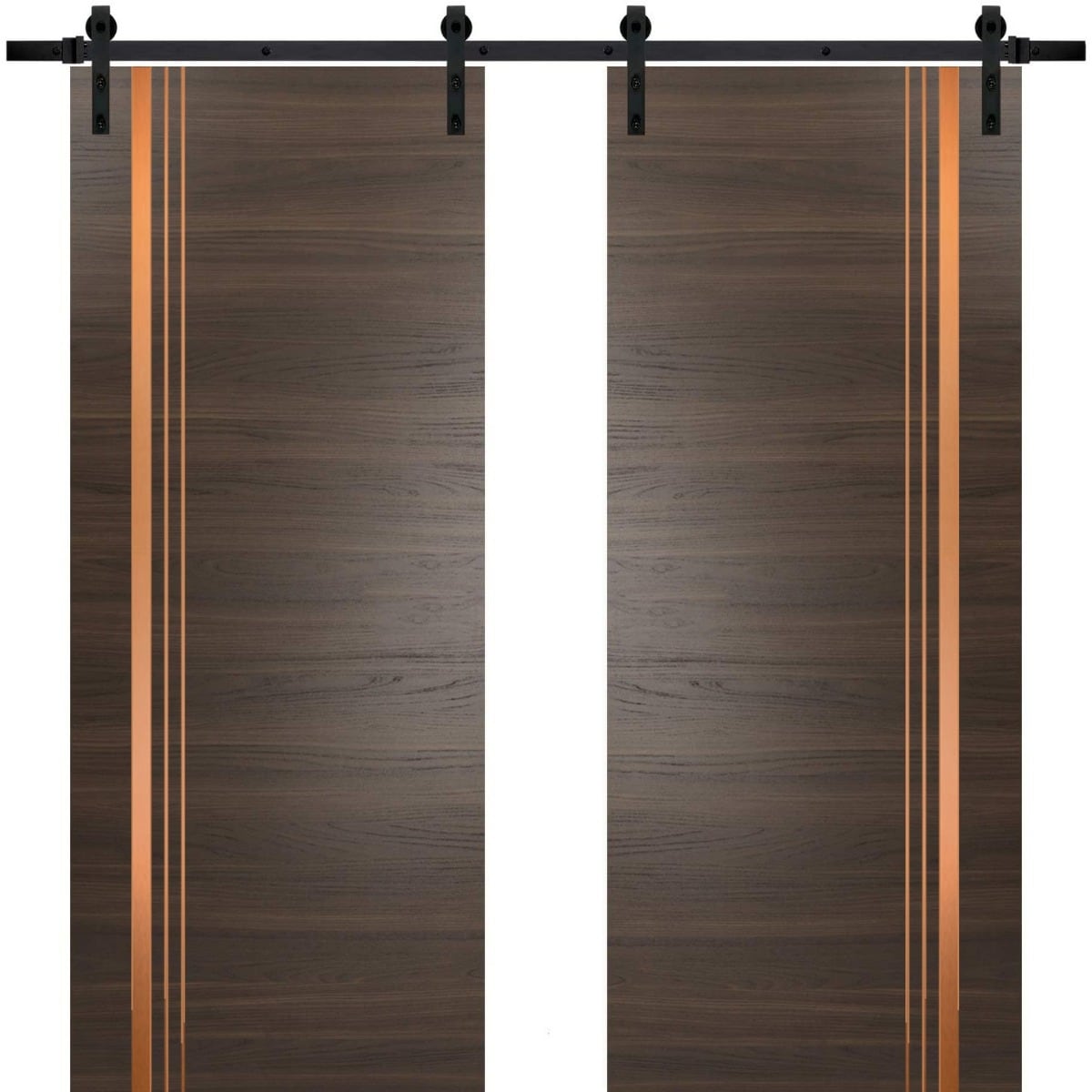 SartoDoors Planum 1010 | Closet Door Double Barn Door | Solid Wood | Hardware Set | 36x80, Chocolate Ash Bedroom Door