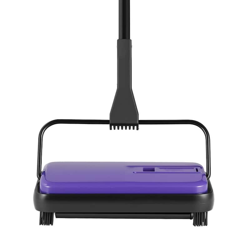 Carbon Steel Manual Carpet Sweeper with 7.87in Brush and Easy Dustbin - 44.1 x 9.1 x 6.3 inch