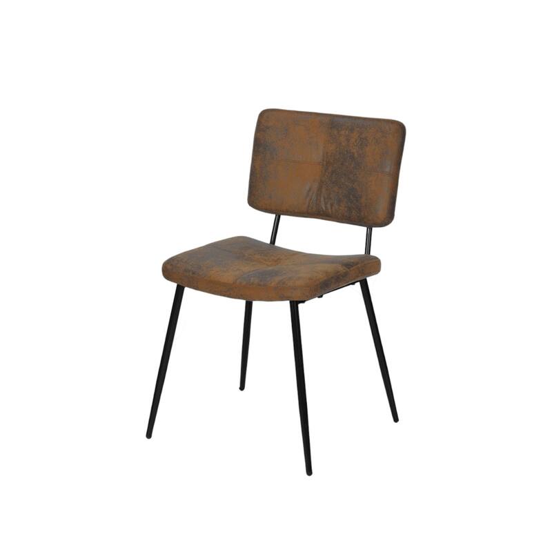 HomeRoots Set of Two Brown and Black Upholstered Suede Dining Side Chairs - 17.90 in. x 32.70 in. x 21.30 in.