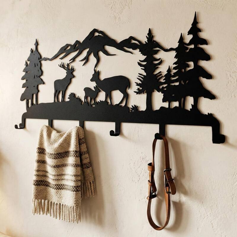 Metal Deer Family Wall Mounted Coat Rack
