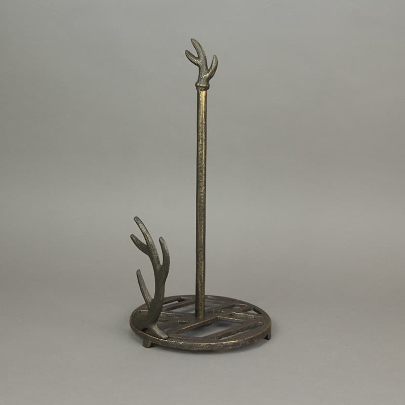 Zeckos Cast Iron Deer Antler Countertop Paper Towel Holder - 14 X 7 X 7 inches