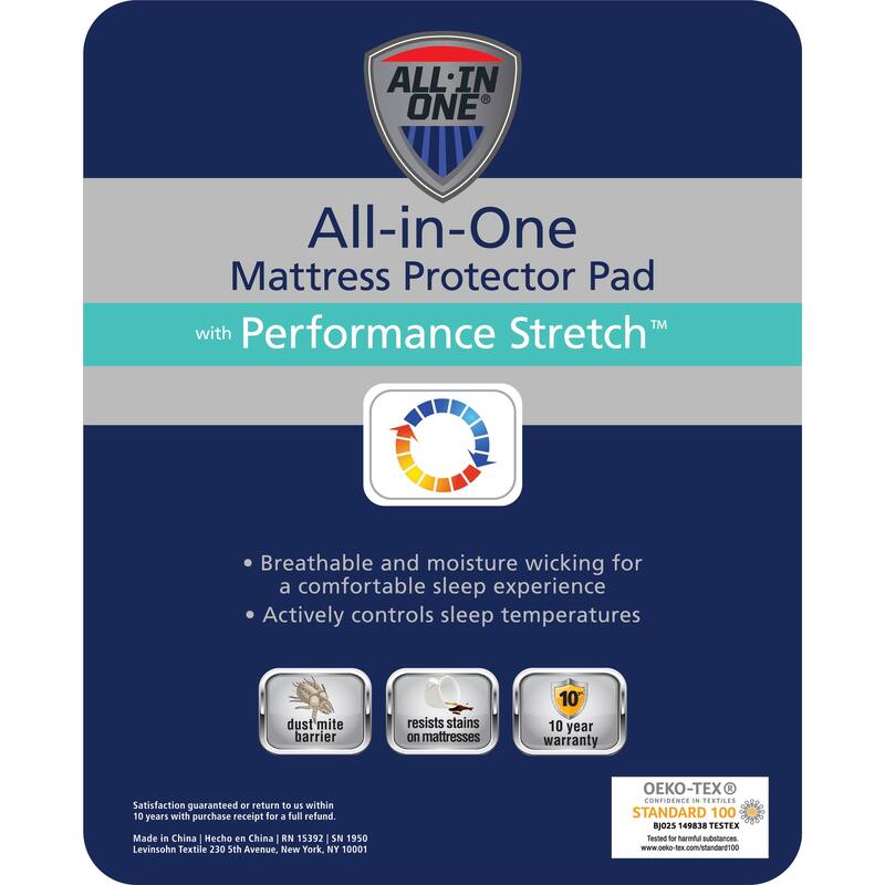 All-In-One Performance Stretch Moisture Wicking Fitted Mattress Pad