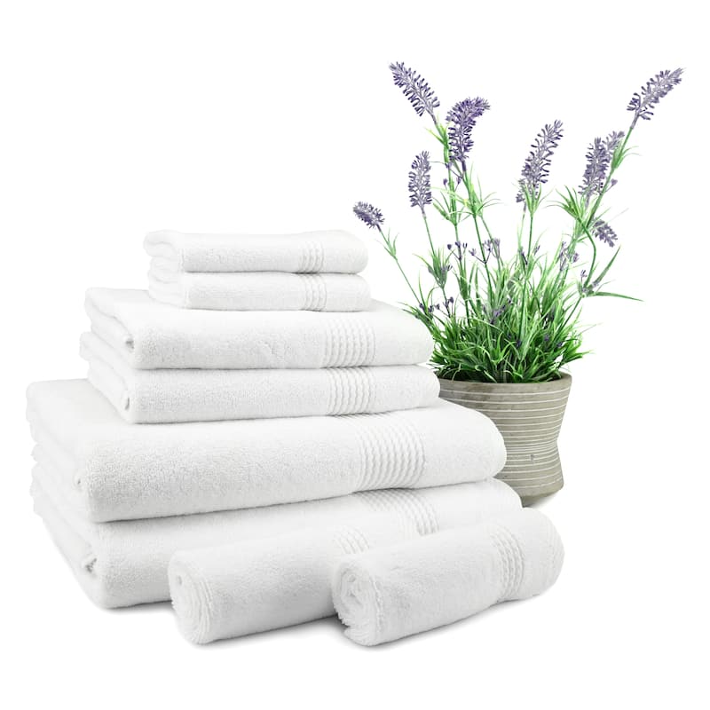 East'N Blue Lara Turkish Cotton Bath Towel Set (Set of 8) - (2 Bath Towel, 2 Hand Towel, 4 Washcloth)