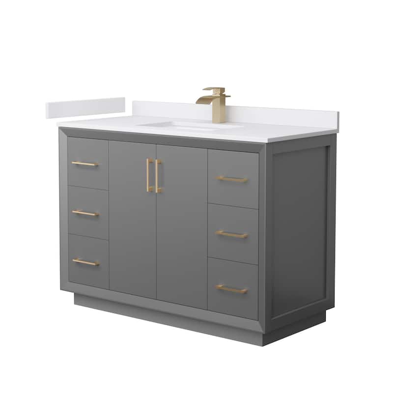 Wyndham Collection WCF414148S-VCA-UNSMXX Strada 48" Free Standing - Dark Gray / White Cultured Marble Top / Satin - Painted