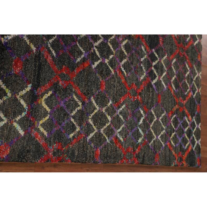 All-Over Trellis Moroccan Indian Area Rug Handmade Jute Carpet - 5'6"x 8'7"