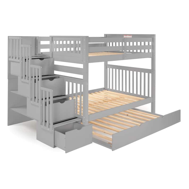 Taylor & Olive Trillium Full over Full Stairway Bunk Bed, Twin Trundle