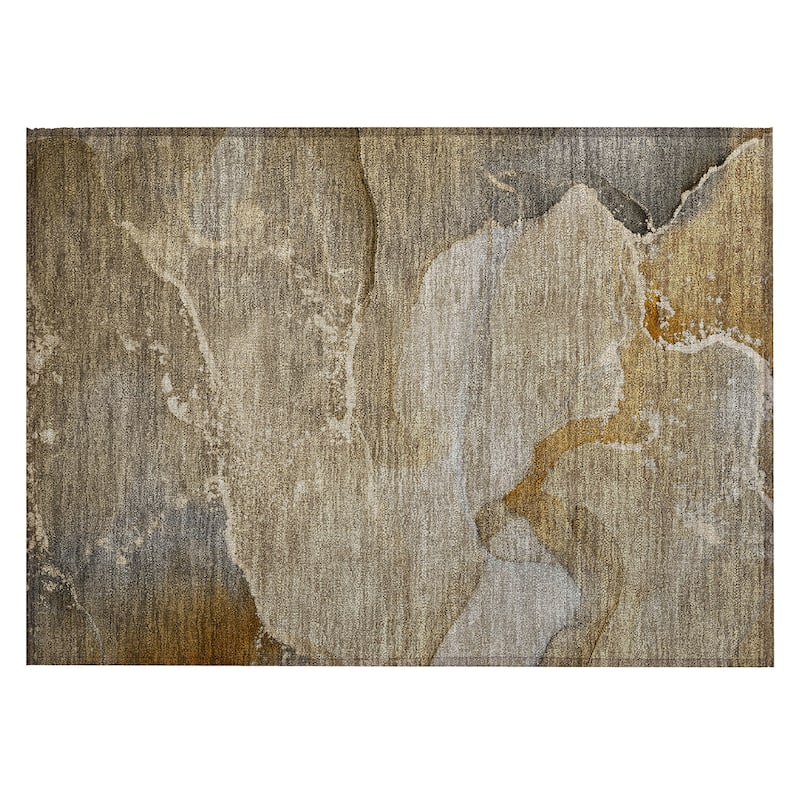 Machine Washable Indoor/ Outdoor Abstract Marble Chantille Rug