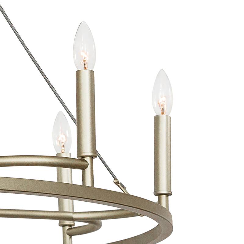 Modern 8 - Light Wagon Wheel Candle Style Chandelier - 36.22"x36.22"x31.69"