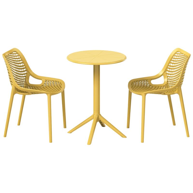 Frond and Form 2-Person Outdoor Round Dining Set - Yellow