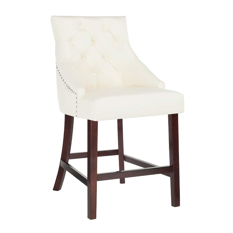 SAFAVIEH Dottie 26-inch Tufted Wing Back Counter Stool - Grey / Espresso (Set of 2) - 22.5" x 25" x 41" - 22.5" x 25" x 41"
