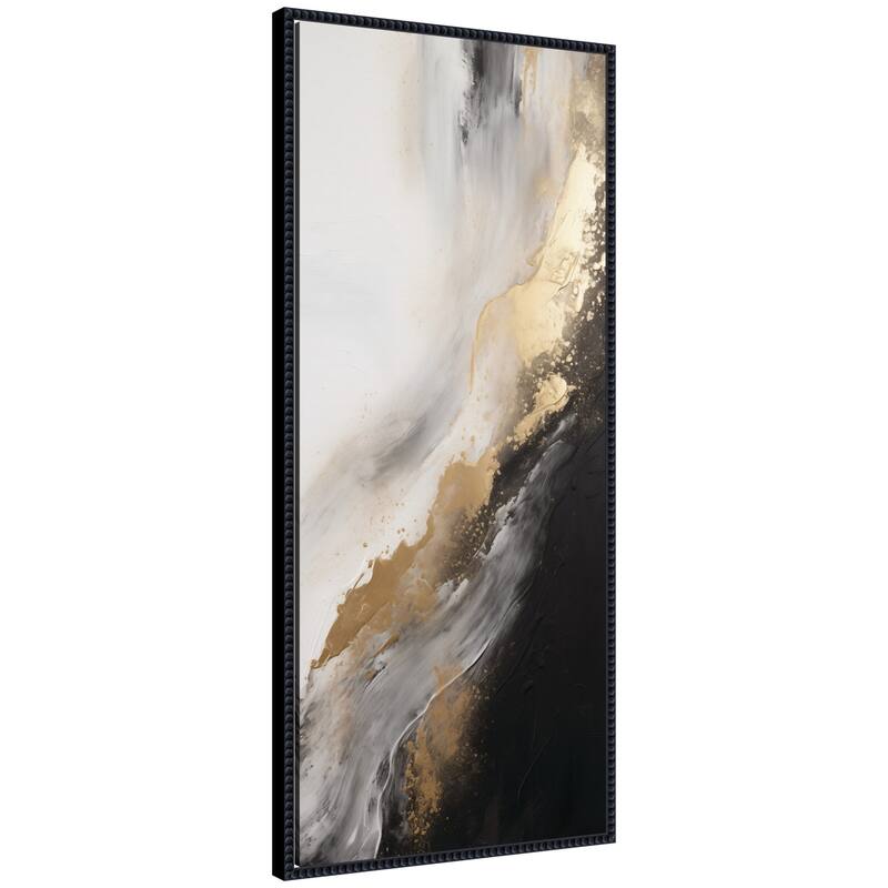 Kate and Laurel Luxe Drift Modern Glamour Abstract by The Creative Bunch Studio Framed Canvas Wall Art Print - 18 x 40