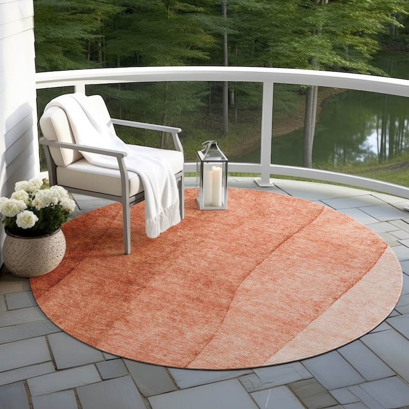 Machine Washable Indoor/ Outdoor Chantille Modern Horizon Rug - Paprika - 8' x 8'