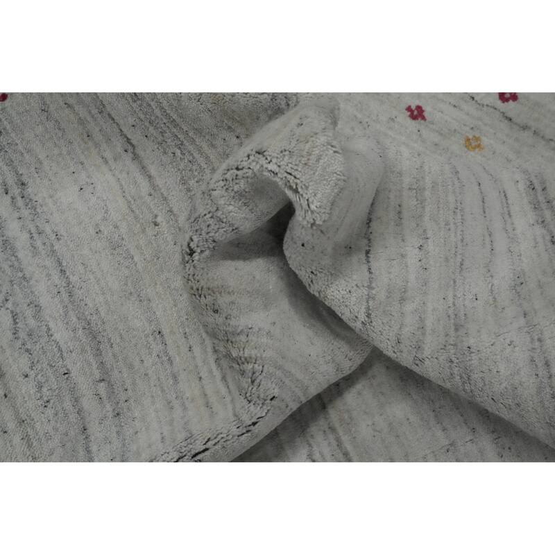 Hand Knotted Oriental 100% Wool Carpet Tribal Stripe Greys & Charcoal Gabbeh Area Rug - 12' 6'' X 9' 2''