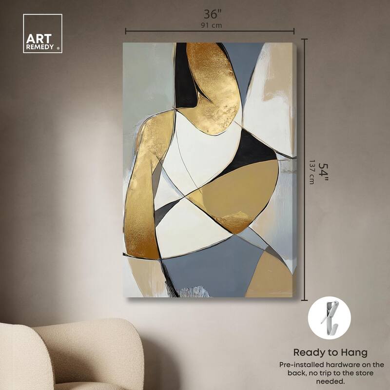 Gold Leaf Contours Canvas by Art Remedy, Gallery Wrapped