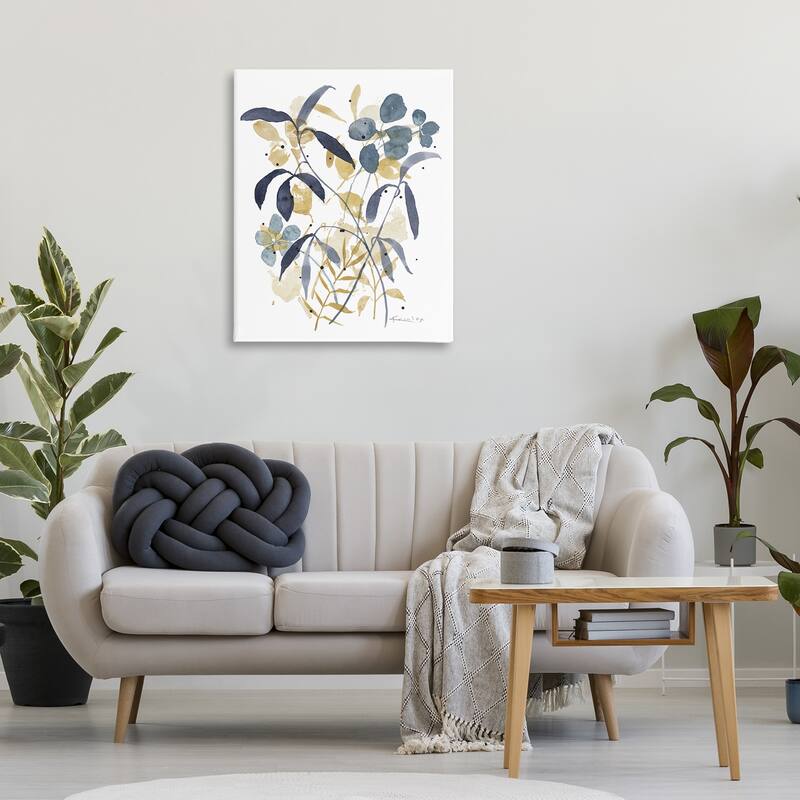 Stupell Blue & Yellow Plant Impressions Canvas Wall Art Design By Krinlox