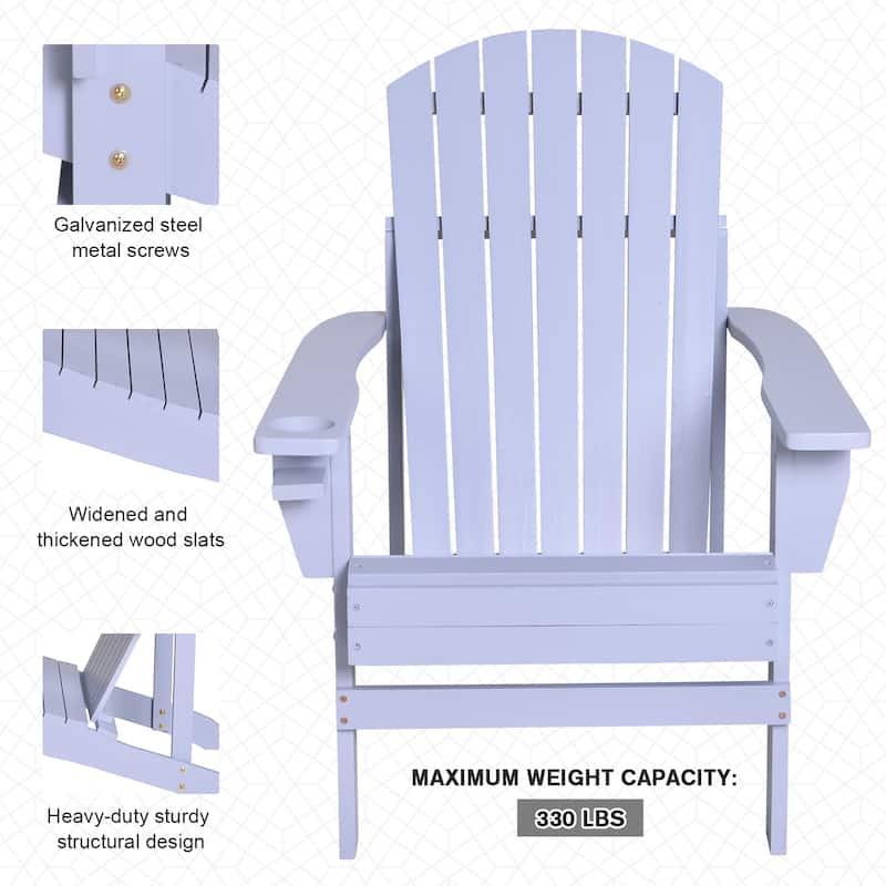 Outsunny Oversized Fir Wood Adirondack Chair with Cup Holder