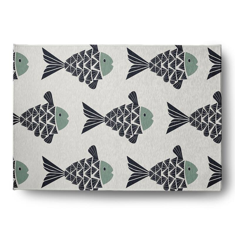 Fish Tales Nautical Chenille Rug - Sage - 5' x 7'