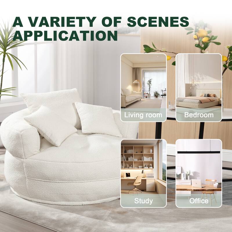 Circular wide living room fabric sofa, balcony swivel sofa chair