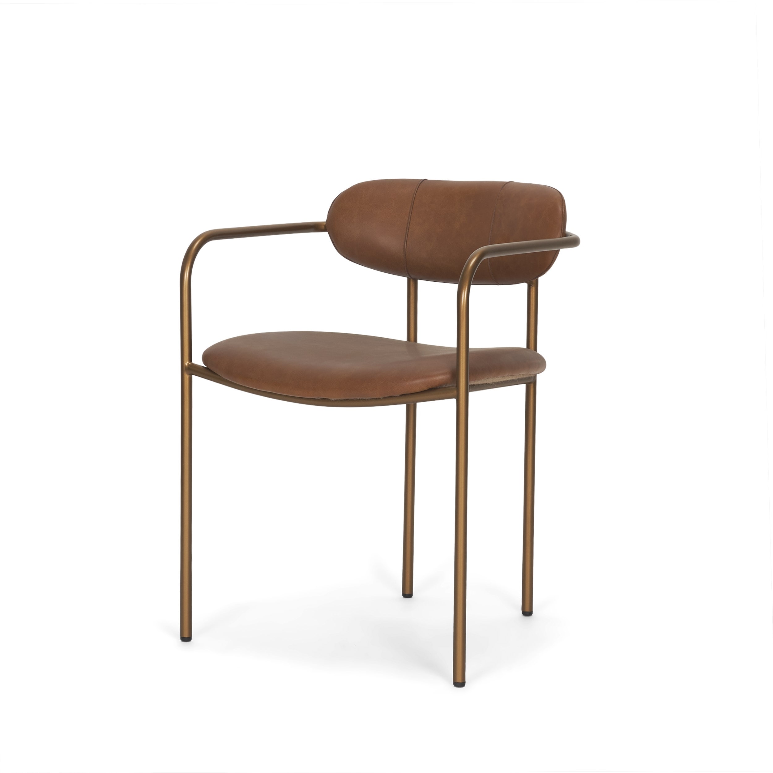 Parker Black Leather Seat Gold Metal Dining Chair - 21.5L x 21.1W x 29.0H