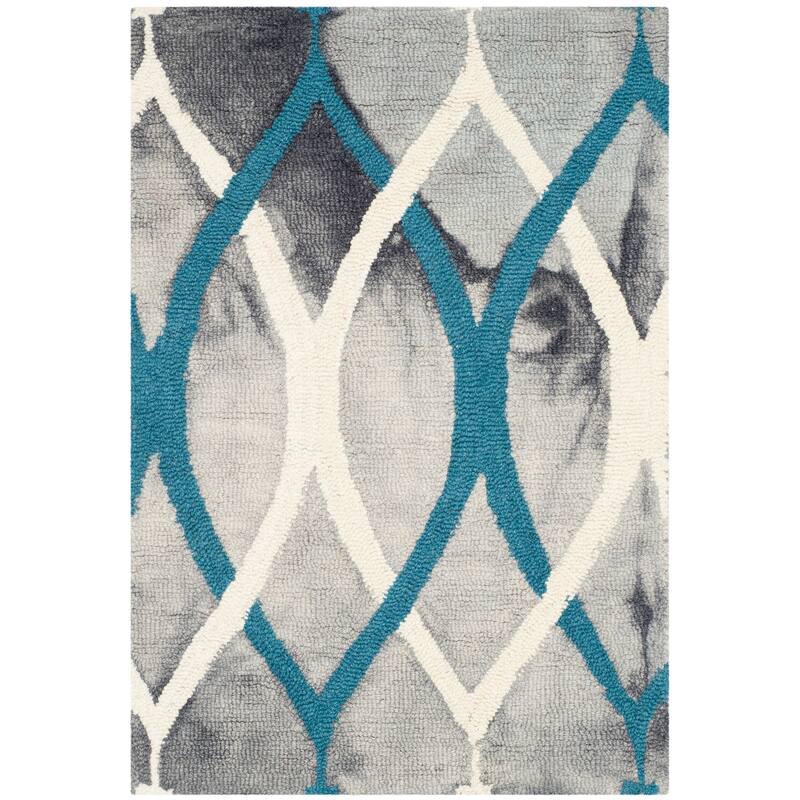SAFAVIEH Dip Dye Mercan Hand-tufted Wool Geometric Area Rug - 2' x 3' - Grey/Ivory Blue