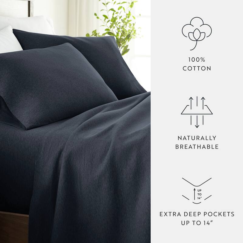 Ultra Soft 4 Piece Cotton Jersey Knit Sheet Set