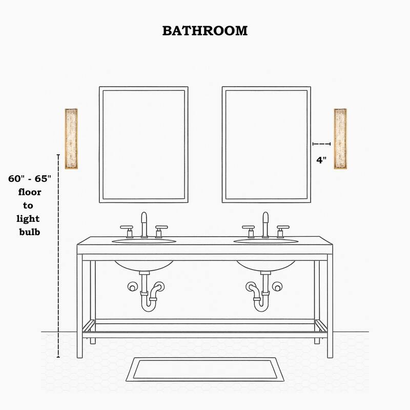 Mid-Century Modern 1-Light Gold LED Wall Sconces Glam Resin Rectangle Vanity Light Fixture for Bathroom