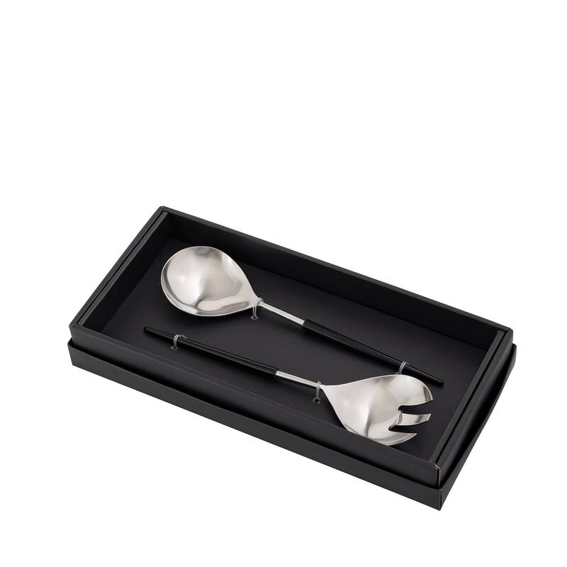 Set of 2 Stainless Steel & Resin Handle Salad Set